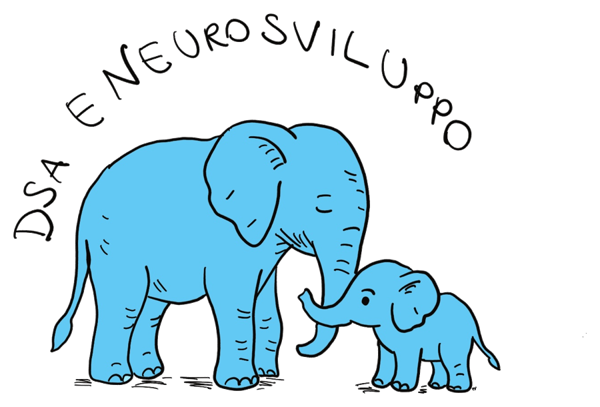 Logo DSA e Neurosviluppo: un elefante con il suo piccolo